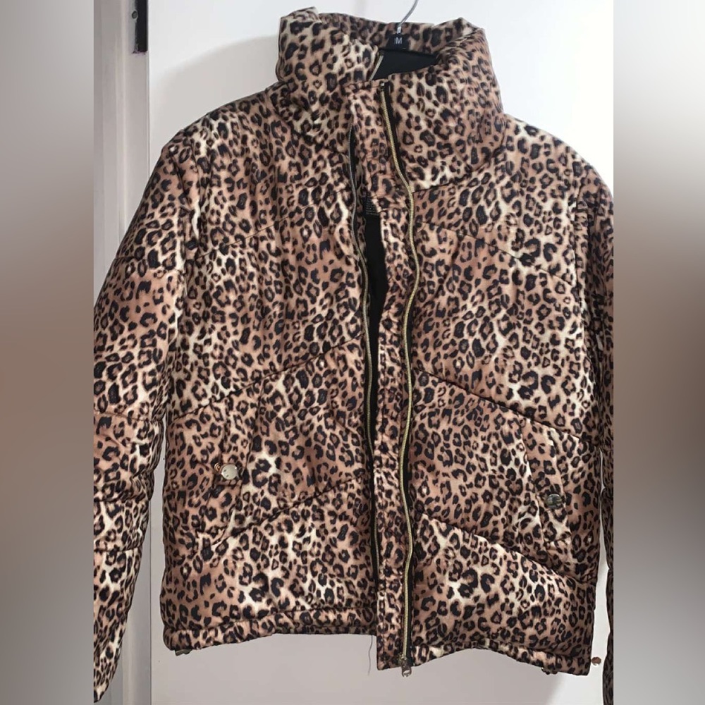 cheetah puffer coat